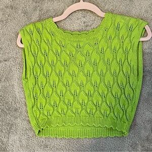 Green Cable Knit Sleeveless Top